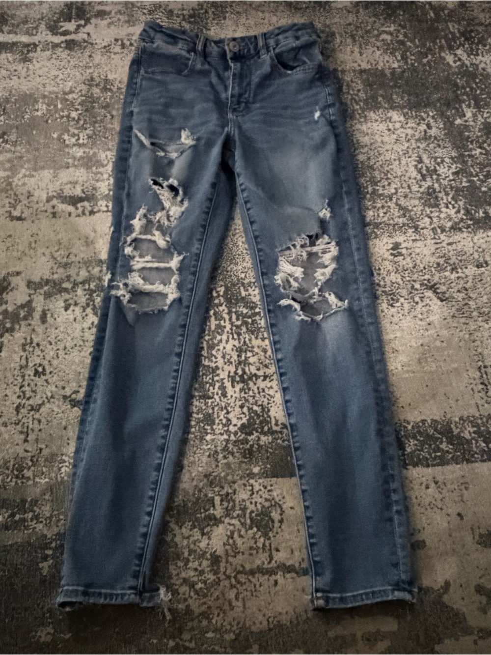 American Eagle Outfitters Distressed Skinny Jeans - Blue